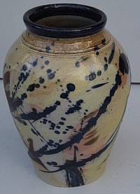 vase grès décors engobes de porcelaine
